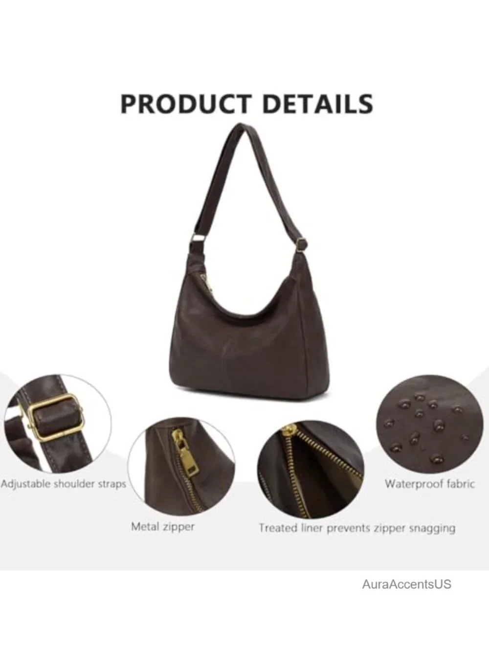 Vegan Leather Hobo Bag Women Slouchy Shoulder Tote Purse Soft Handbag